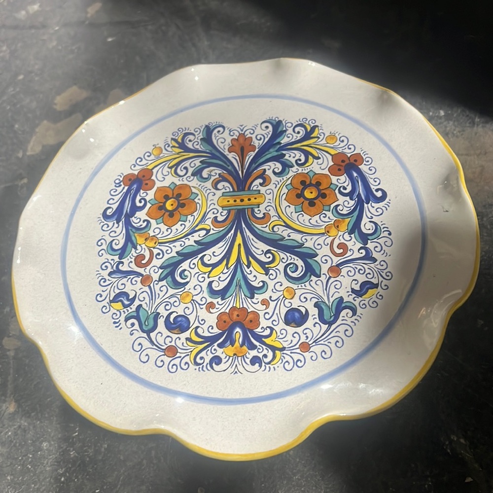 USED - Ricco Deruta Cake Stand/Serving Dish: Italian Pottery Handcrafted/painted